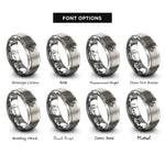 font options for inside engraving on gray volcano caldera contours rings