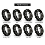 font options for inside engraving on black & grey volcano cone rings