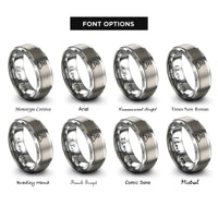 font options for inside engraving on grey volcano cone rings