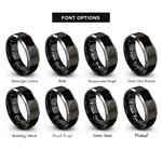 font options for inside engraving on black & silver volcanoes crater rings