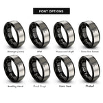 font options for inside engraving on black & grey volcanoes crater rings