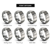 font options for inside engraving on silver volcanoes crater rings