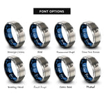 font options for inside engraving on blue & gray volleyball net ball rings