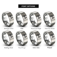 font options for inside engraving on grey volleyball net ball rings