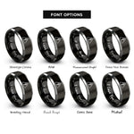 font options for inside engraving on black & gray voltage warning triangle rings