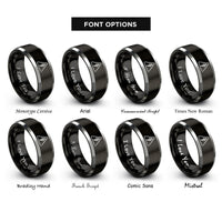font options for inside engraving on black & gray voltage warning triangle rings