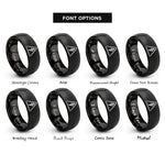 font options for inside engraving on black voltage warning triangle rings