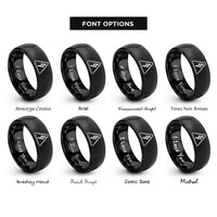font options for inside engraving on black voltage warning triangle rings