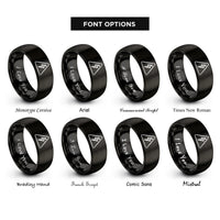 font options for inside engraving on black voltage warning triangle rings