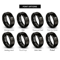 font options for inside engraving on black voltage warning triangle rings