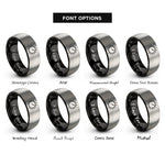 font options for inside engraving on black & gray volume knob rings
