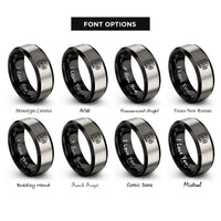 font options for inside engraving on black & gray volume speaker rings