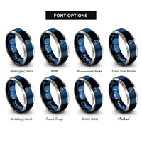 font options for inside engraving on blue & silver volumetric flask rings
