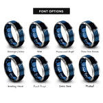 font options for inside engraving on blue & silver volumetric flask rings