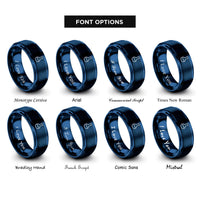 font options for inside engraving on blue volumetric flask rings