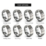 font options for inside engraving on silver volumetric flask rings