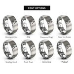 font options for inside engraving on gray volumetric flask rings