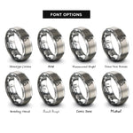 font options for inside engraving on silver volumetric flask rings