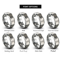 font options for inside engraving on grey volumetric flask rings
