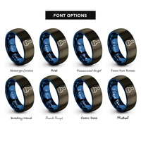 font options for inside engraving on gunmetal & blue volumetric flask rings