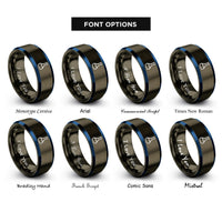 font options for inside engraving on gunmetal & blue volumetric flask rings