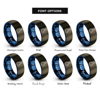 font options for inside engraving on gunmetal & blue volumetric flask rings