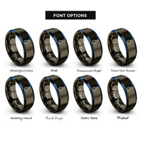 font options for inside engraving on gunmetal & blue volumetric flask rings