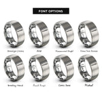 font options for inside engraving on grey volumetric pipette rings