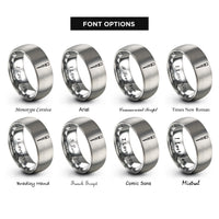 font options for inside engraving on grey volumetric pipette rings