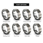 font options for inside engraving on grey volumetric pipette rings