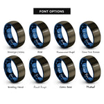 font options for inside engraving on gunmetal & blue volumetric pipette rings
