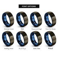 font options for inside engraving on gunmetal & blue volumetric pipette rings