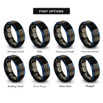 font options for inside engraving on gunmetal & blue volumetric pipette rings
