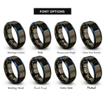 font options for inside engraving on gunmetal & blue volumetric pipette rings