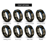 font options for inside engraving on gunmetal & blue volumetric pipette rings