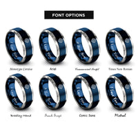 font options for inside engraving on blue & silver vor rose rings