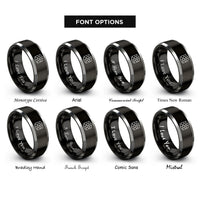 font options for inside engraving on black & grey voronoi cells rings