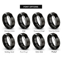 font options for inside engraving on black & silver voronoi cells rings