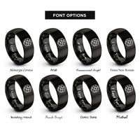 font options for inside engraving on black voronoi cells rings