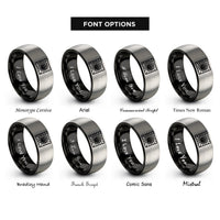 font options for inside engraving on black & silver vortex grid warp rings