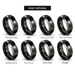font options for inside engraving on black & grey vortex grid warp rings