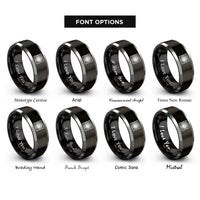 font options for inside engraving on black & grey vortex grid warp rings