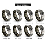font options for inside engraving on gunmetal & silver vortex grid warp rings