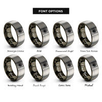 font options for inside engraving on gunmetal & silver vortex grid warp rings