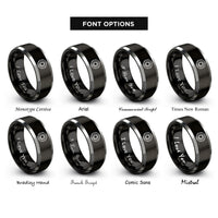 font options for inside engraving on black & gray vortex rings rings