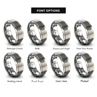 font options for inside engraving on grey vortex rings rings
