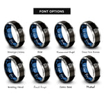 font options for inside engraving on black & blue & gray vpn lock rings