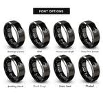 font options for inside engraving on black & gray vr headset rings