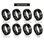 font options for inside engraving on black vr headset rings