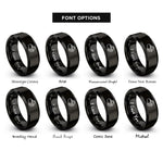 font options for inside engraving on black vr headset rings